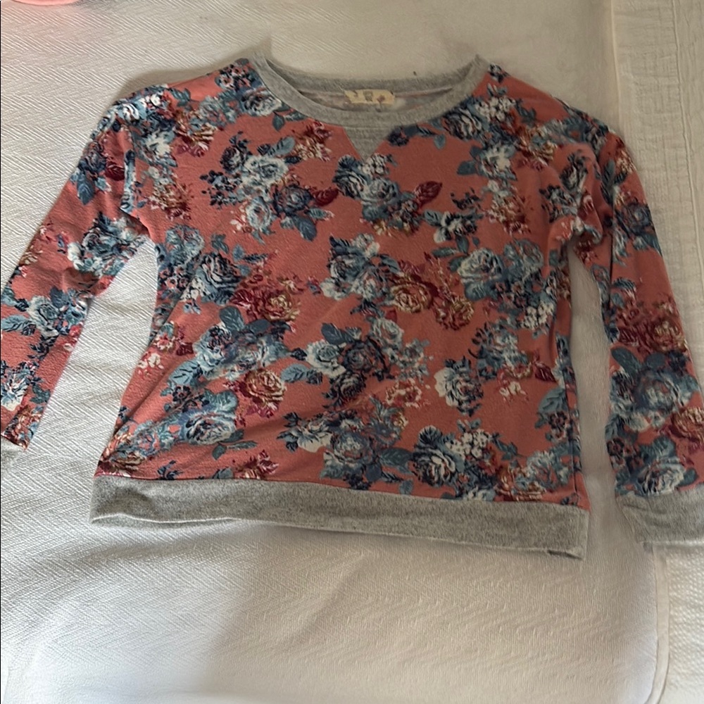 Floral Sweatshirt with Gray Accents